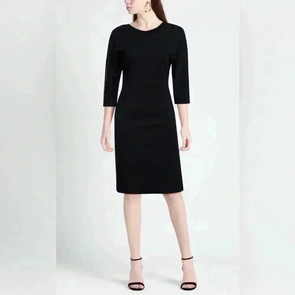 Peserico Black Mini Dress, Italian Designer Size 42 US Size 6 Quiet Luxury - Picture 1 of 10